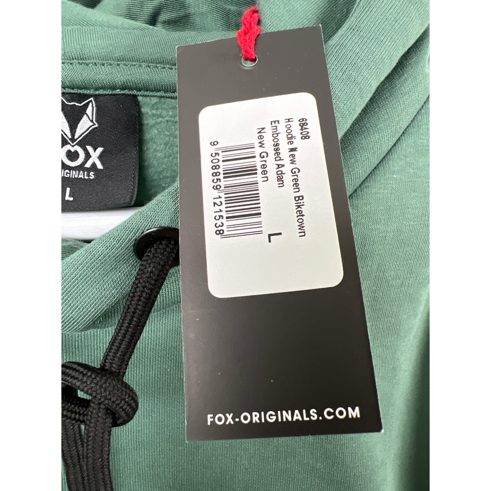 Fox Originals Hoodie Mens Large Green Amsterdam Biketown Embossed Bicycle New - Picture 4 of 12